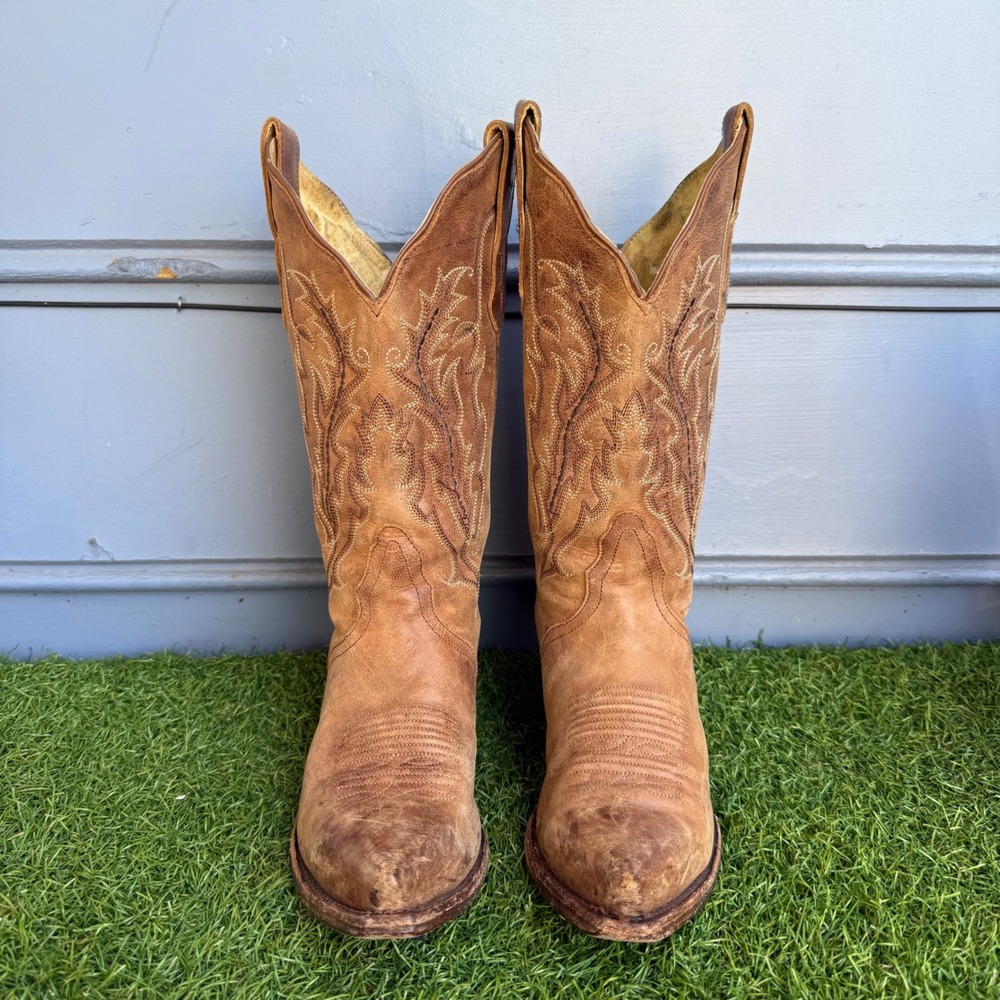 Vtg Nocona Boots 5015 Tan Leather Western Cowboy Boots Womens 6.5 B Rodeo Cottae